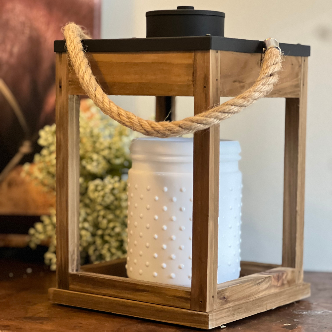 Wood & Rope Lantern Electric Candle Warmer | Flameless Candle